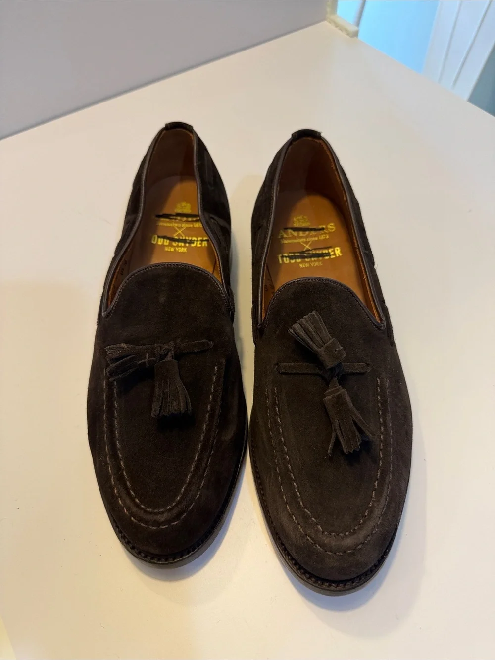 Todd Snyder X Sanders Men's Tassel Loafers in Dark Brown Suede Sz 10.  Tub8